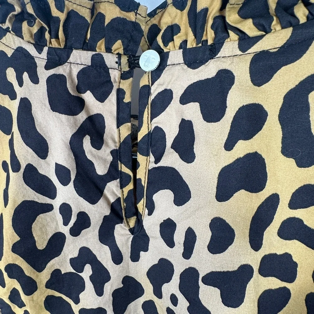 Scotch R'Belle Girls Size 14 Animal Print Cotton Long Sleeve Ruffle Top Leopard
